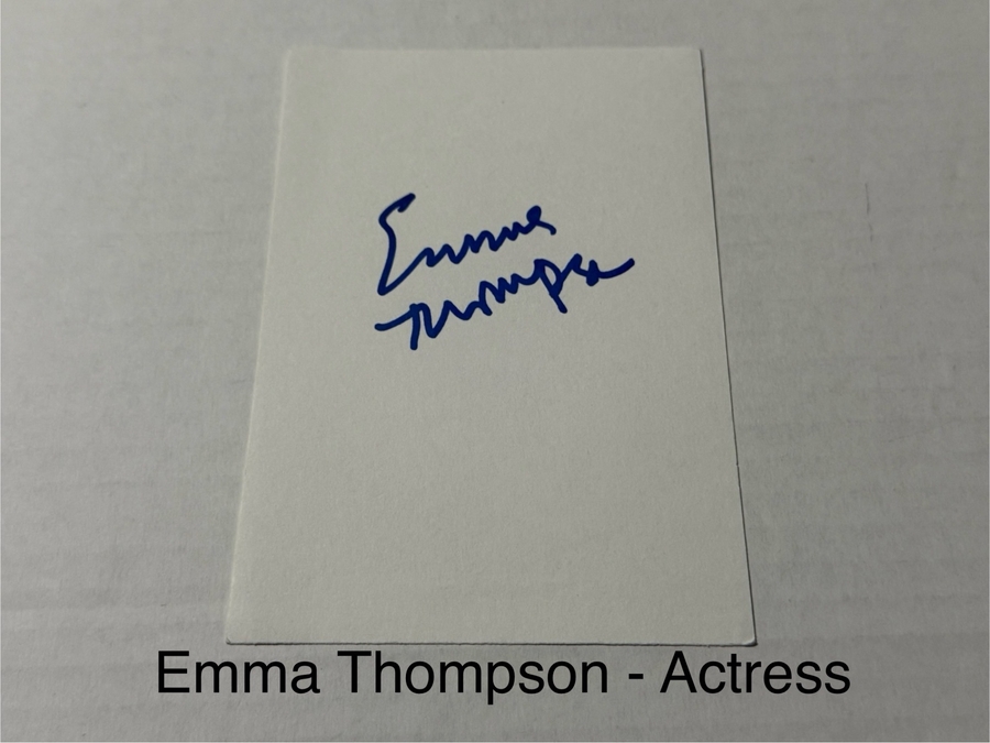Emma Thompson signed signed card