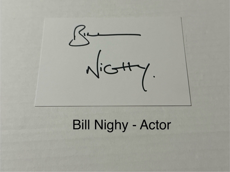Bill Nighy signed signed card