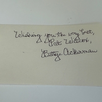 Bettye Ackerman signed card