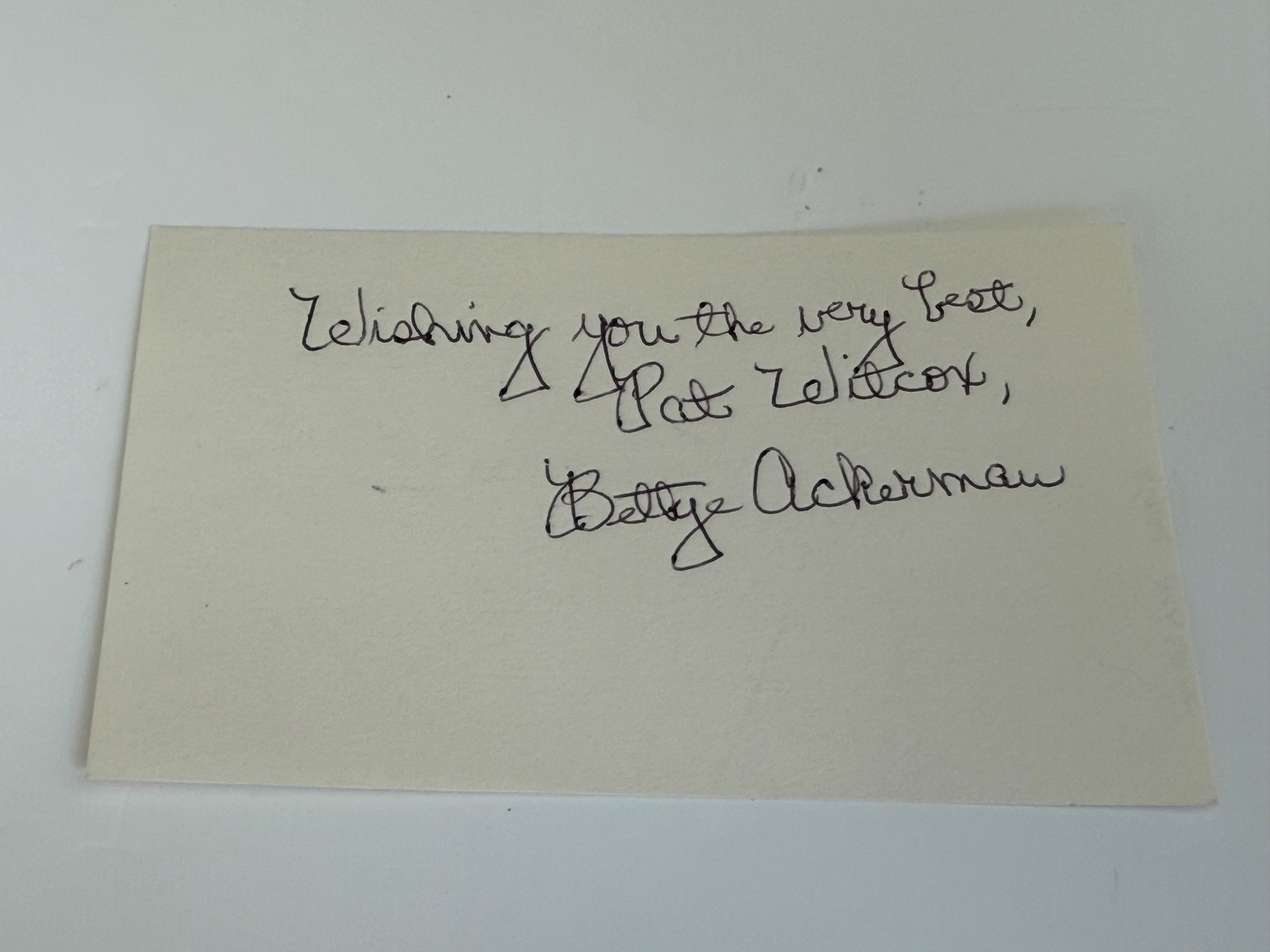 Bettye Ackerman signed card