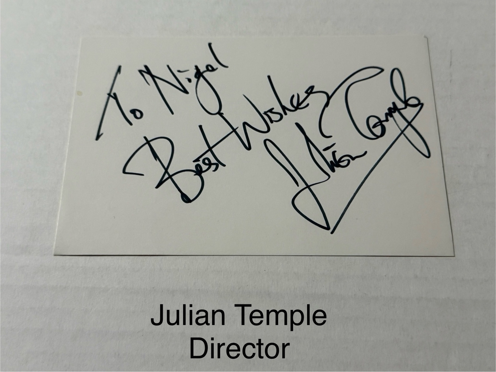 Julian Temple signed signed card