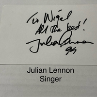 Julian Lennon signed signed card