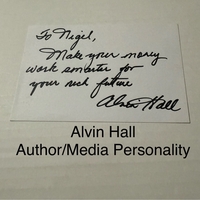 Alvin Hall signed signed card