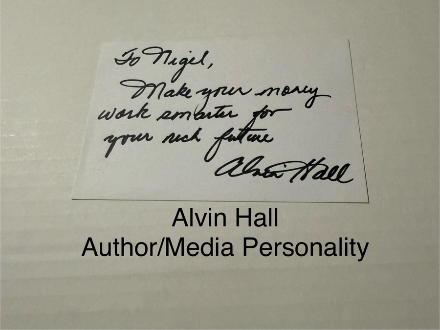 Alvin Hall signed signed card