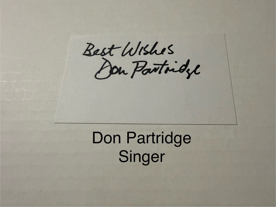 Don Partridge signed signed card