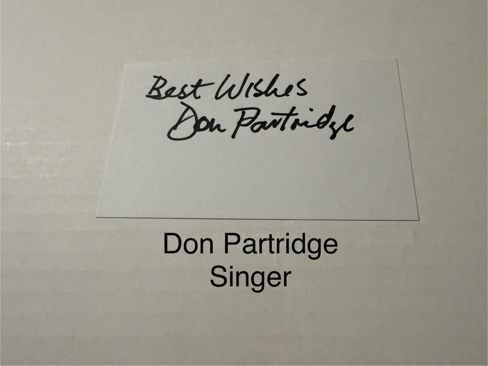 Don Partridge signed signed card