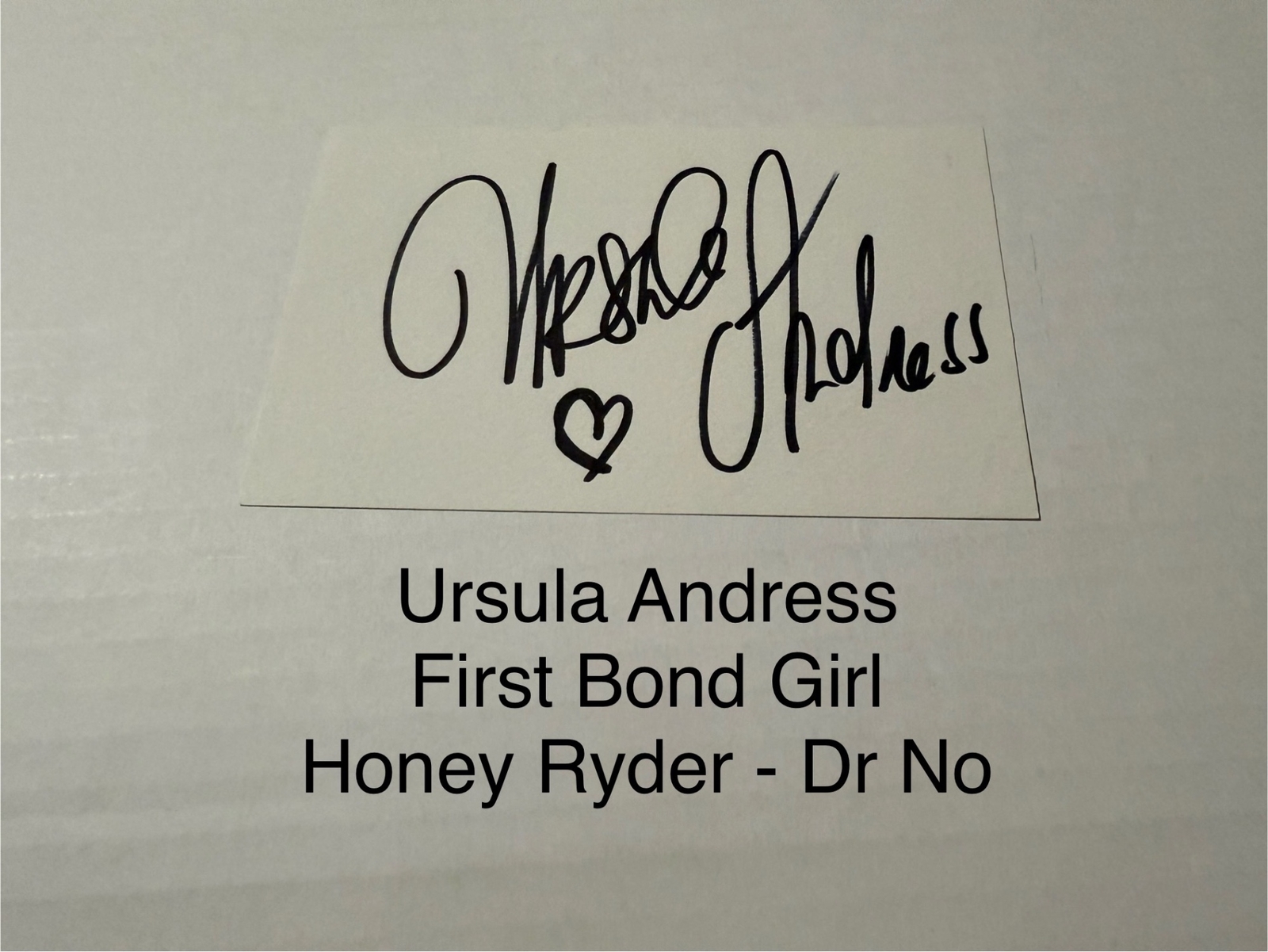 Ursula Andress signed signed card