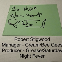Robert Stigwood signed signed card