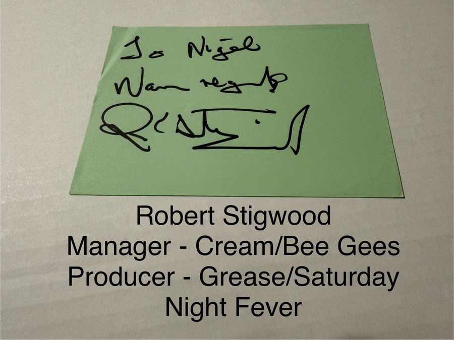 Robert Stigwood signed signed card