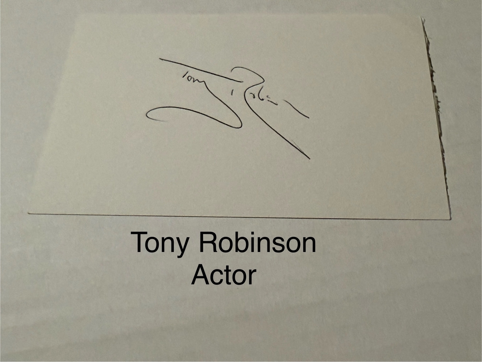 Tony Robinson signed signed card