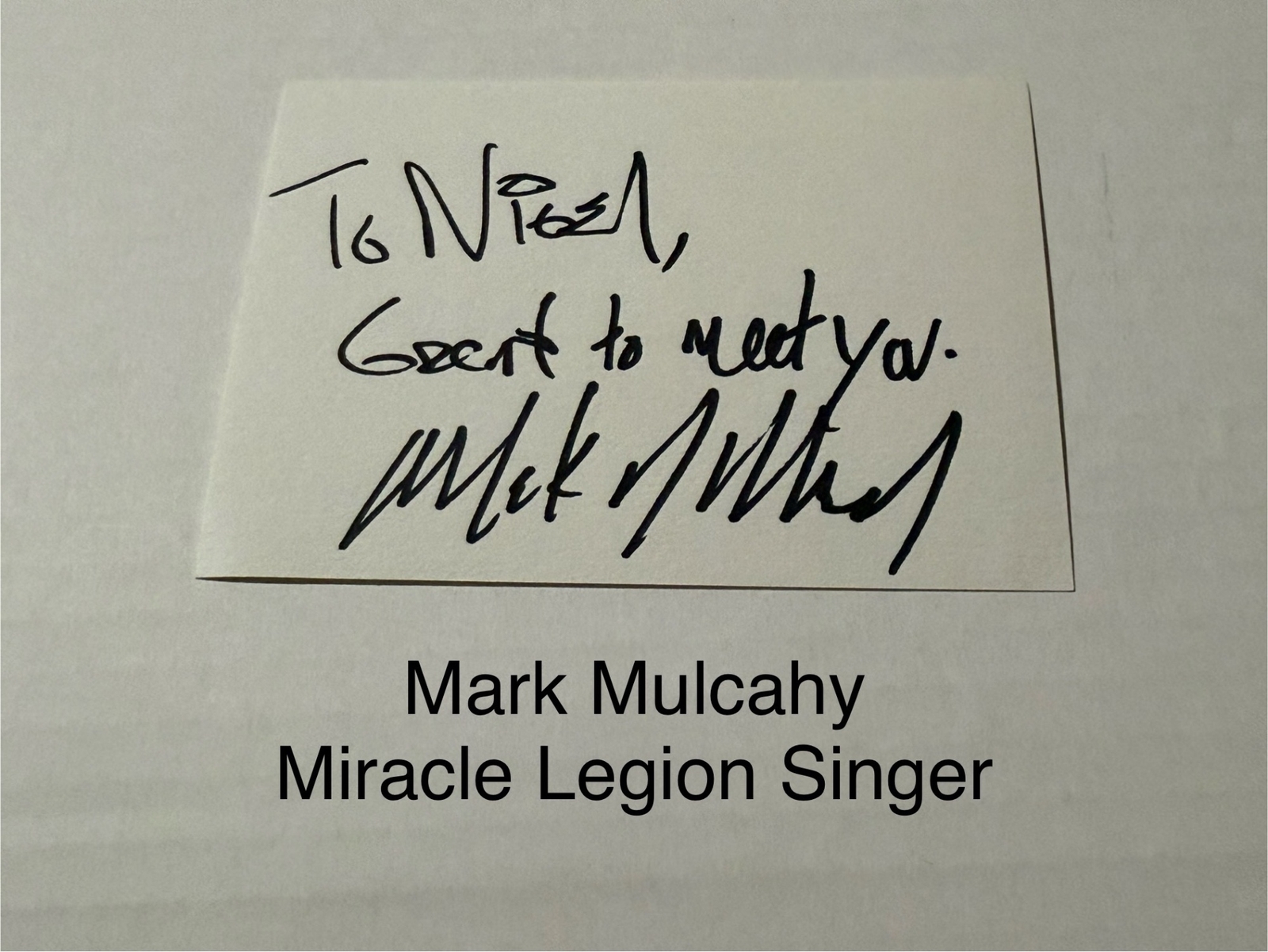 Mark Mulcahy signed signed card