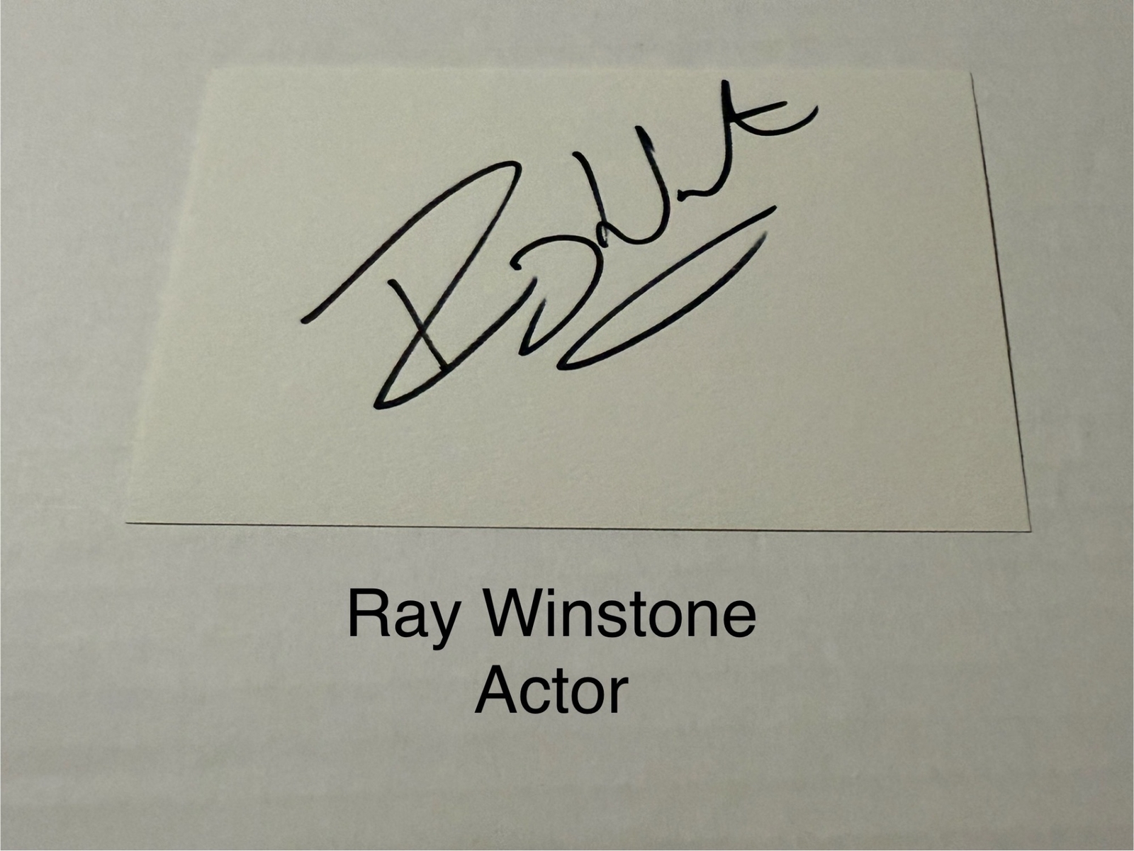 Ray Winstone signed signed card