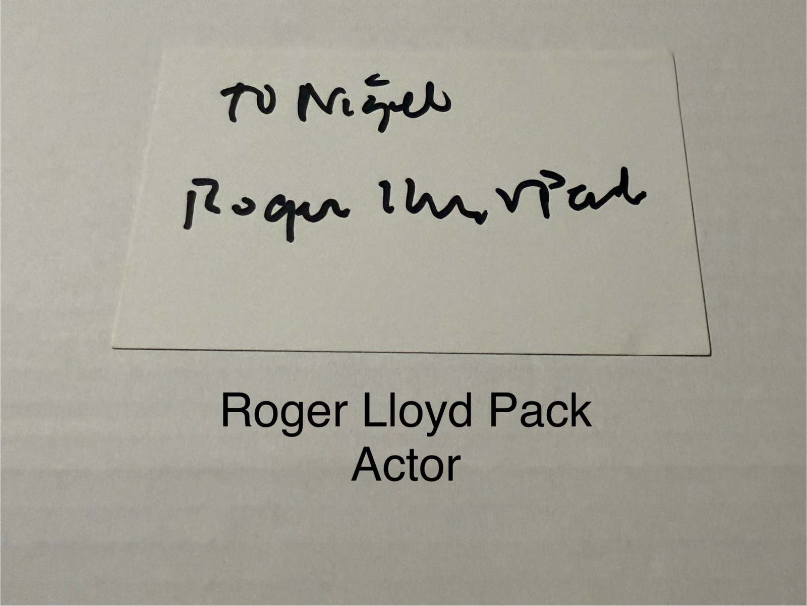 Roger Lloyd Pack signed signed card