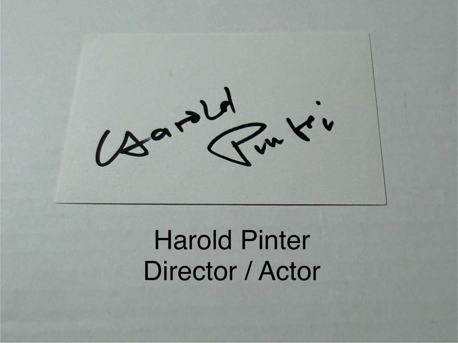 Harold Pinter signed signed card