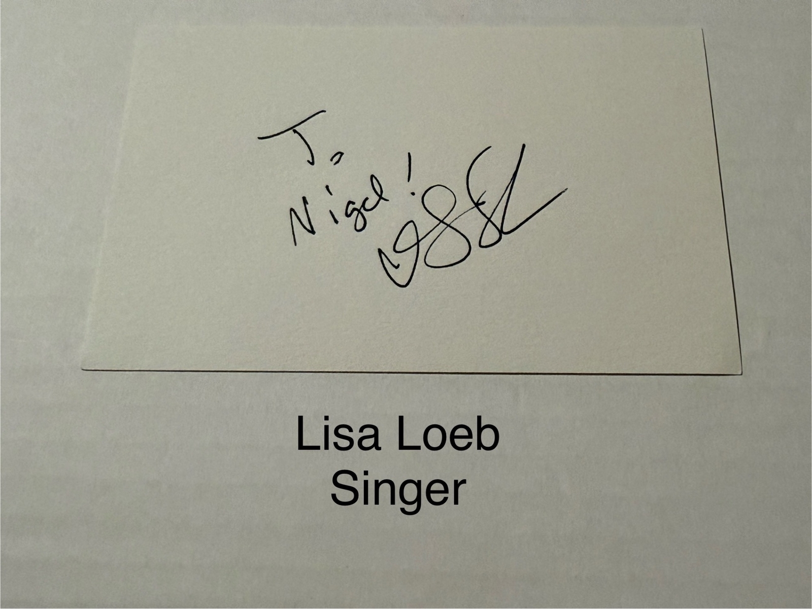Lisa Loeb signed signed card