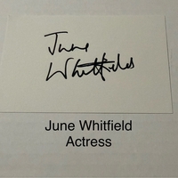 June Whitfield signed signed card