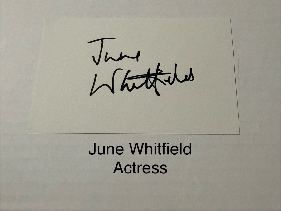 June Whitfield signed signed card