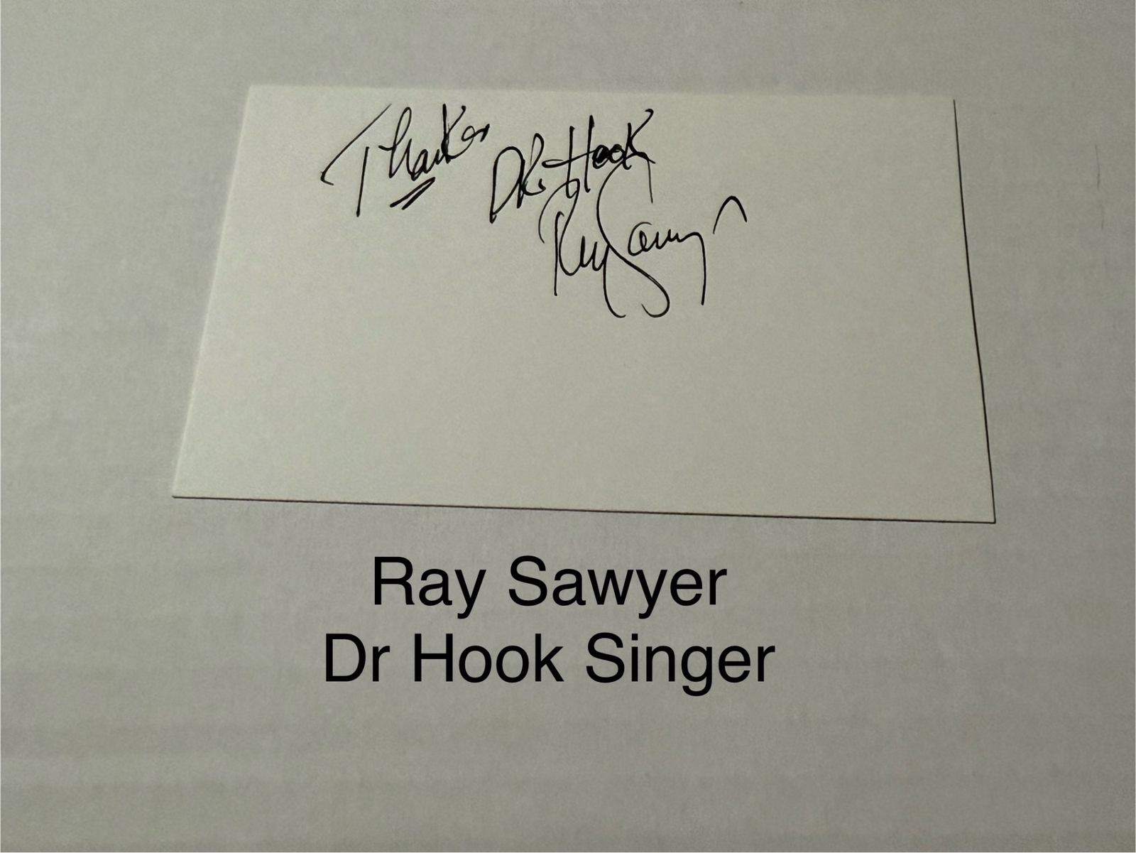Ray Sawyer signed signed card
