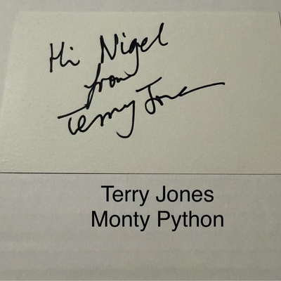 Terry Jones signed signed card