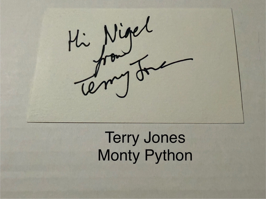 Terry Jones signed signed card
