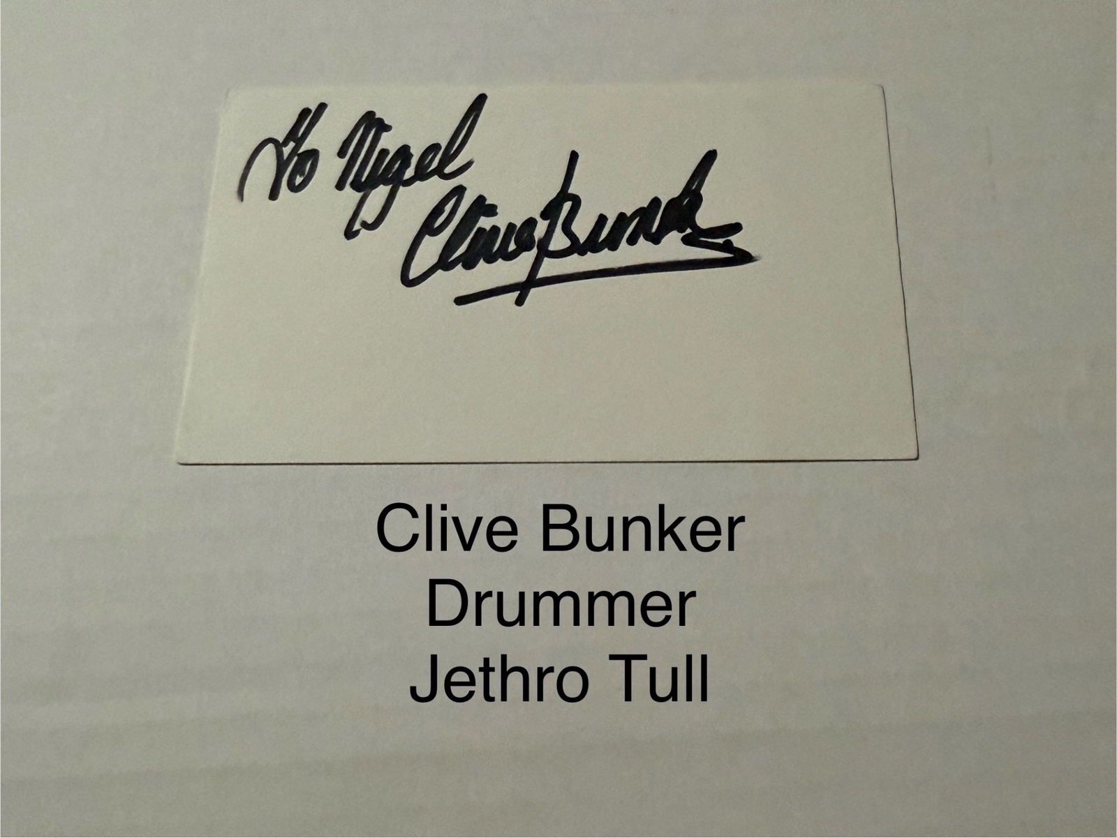 Clive Bunker signed signed card