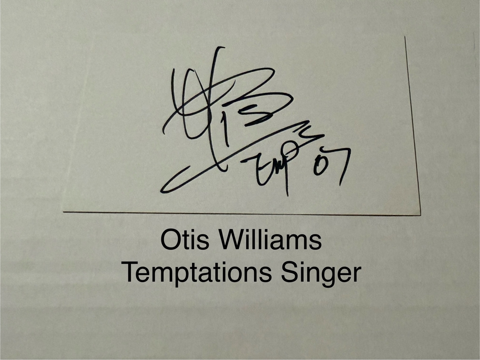 Otis Williams signed signed card