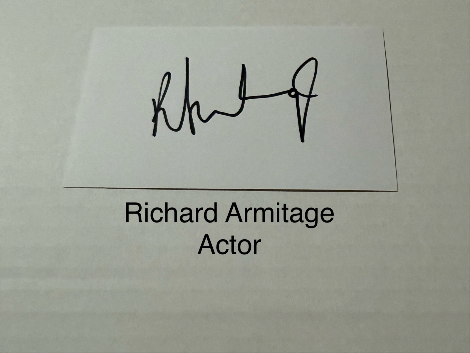 Richard Armitage signed signed card
