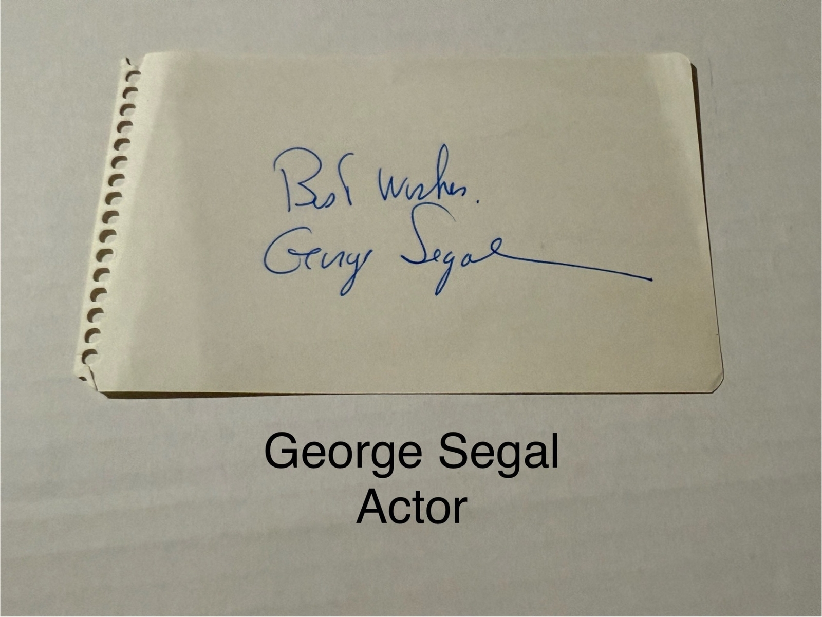 George Segal signed signed card