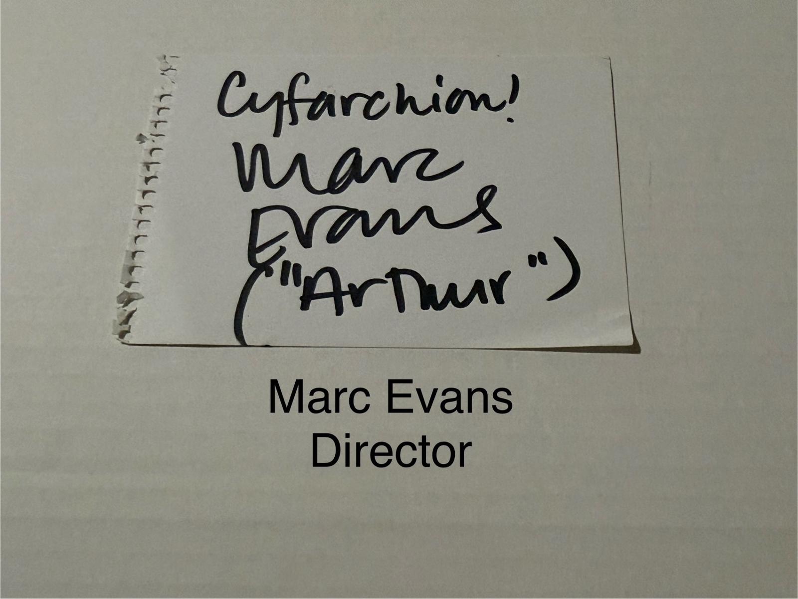 Marc Evans signed signed card