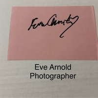 Eve Arnold signed signed card