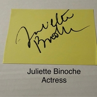 Juliette Binoche signed signed card