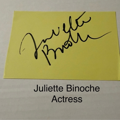 Juliette Binoche signed signed card