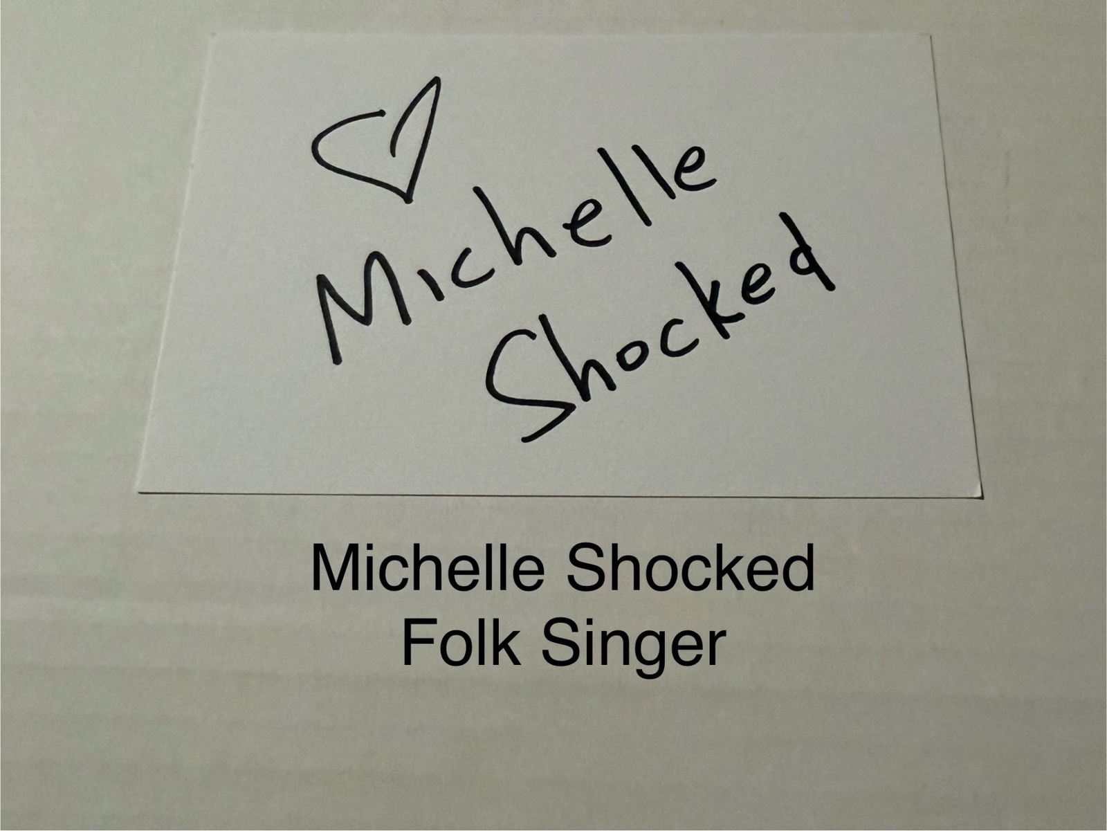 Michelle Shocked signed signed card