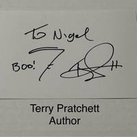 Terry Pratchett signed signed card
