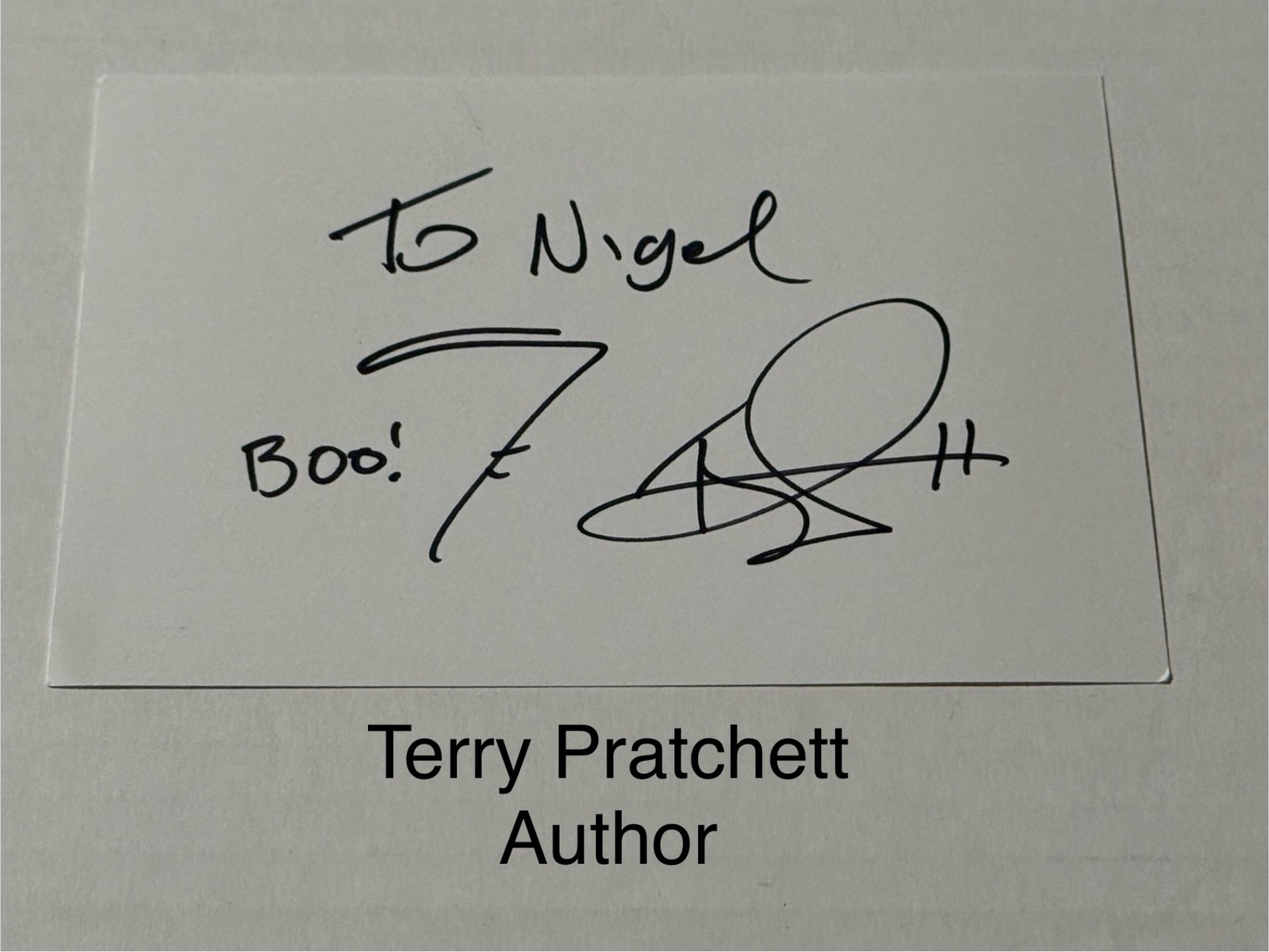 Terry Pratchett signed signed card