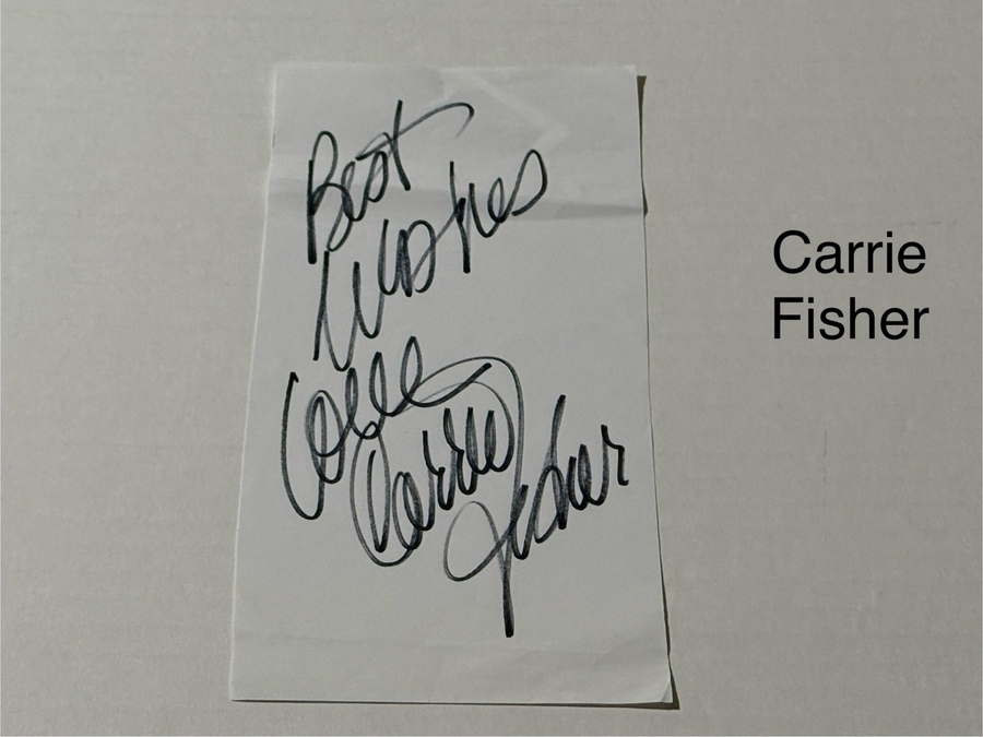 Carrie Fisher signed signed card