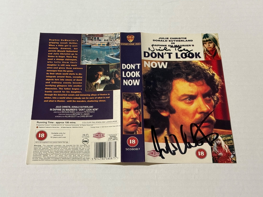 Don’t look now signed DVD cover by Nicholas Roeg and Julie Christie