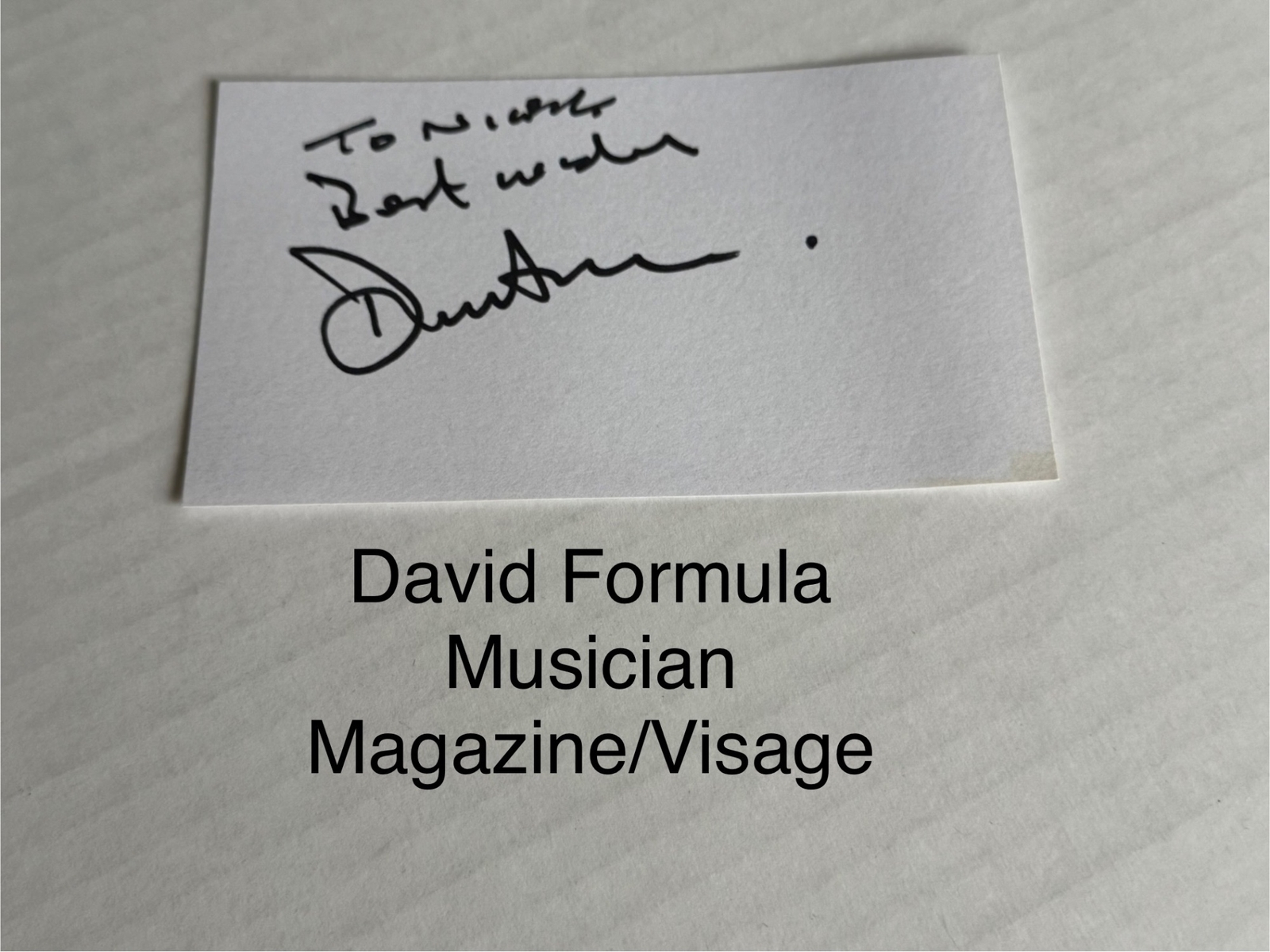 David Formula signed card