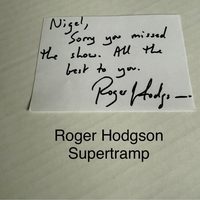 Roger Hodgson signed card