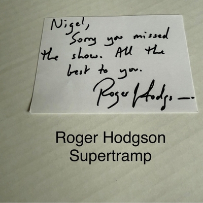 Roger Hodgson signed card