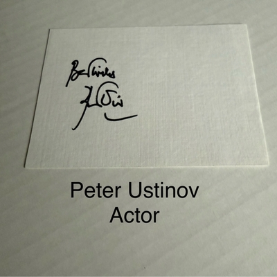 Peter Ustinov signed card