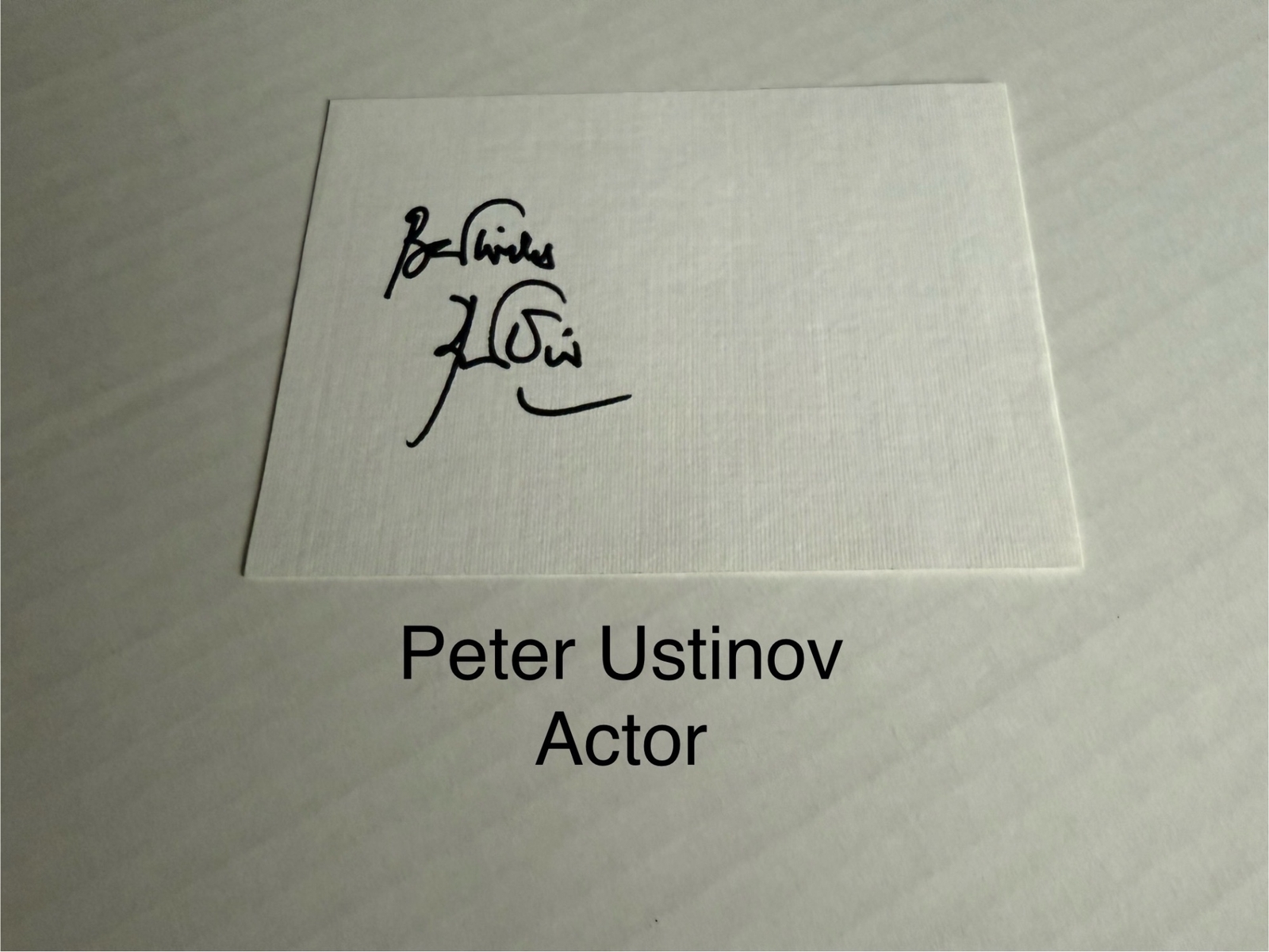 Peter Ustinov signed card