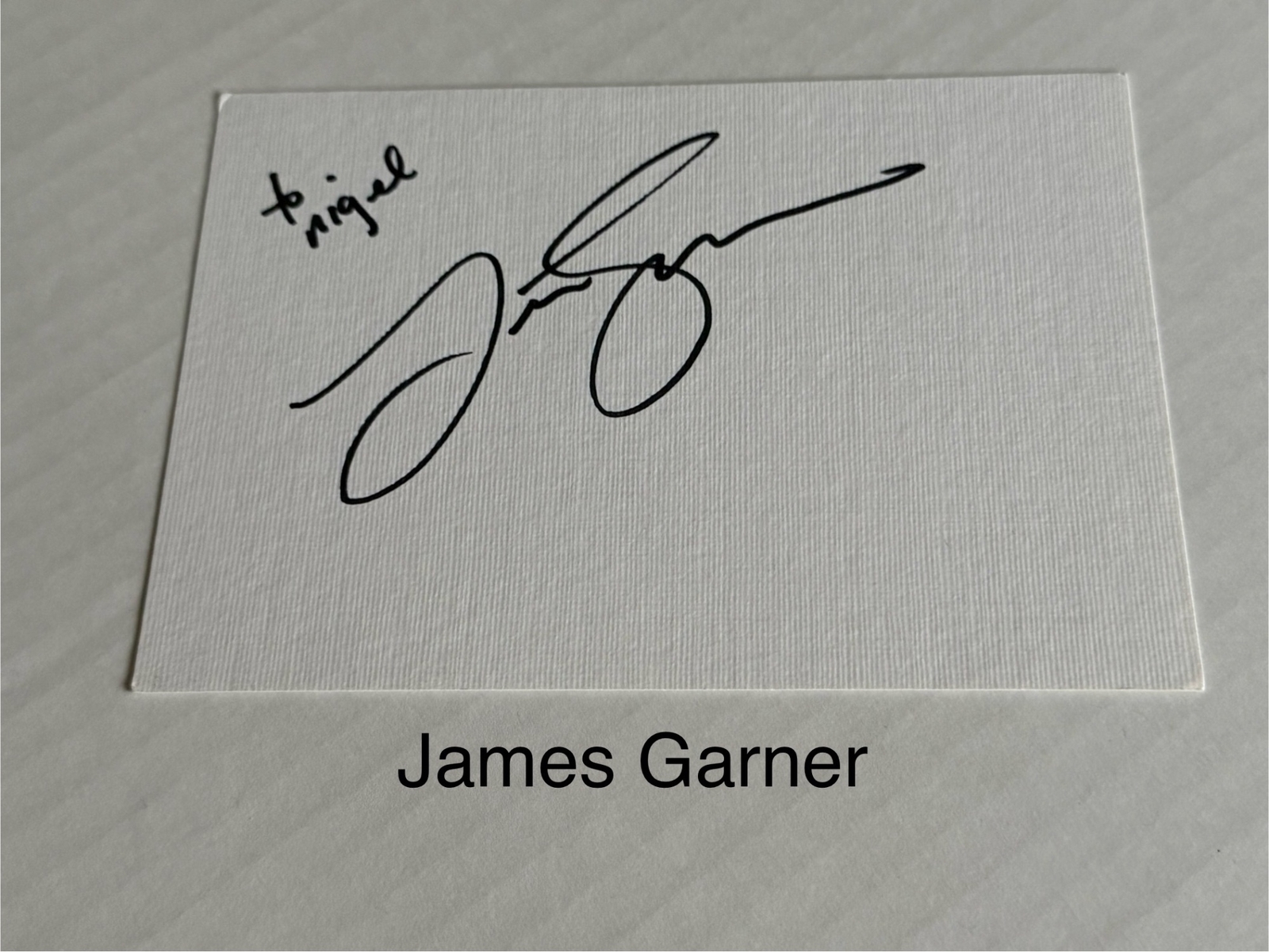 James Garner signed card