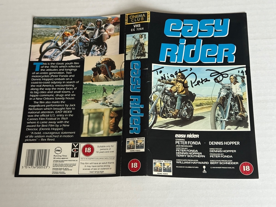 Easy Rider VHS cover signed by Peter Fonda