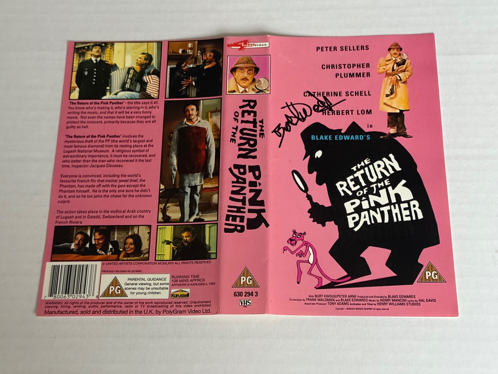 The Return Of The Pink Panther cover signed by Burt Kwouk