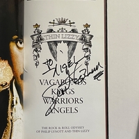 Thin Lizzy Vagabonds Kings Warriors Angels box set. Dedicated to Nigel by Scott Gorham and also signed by Gary Moore