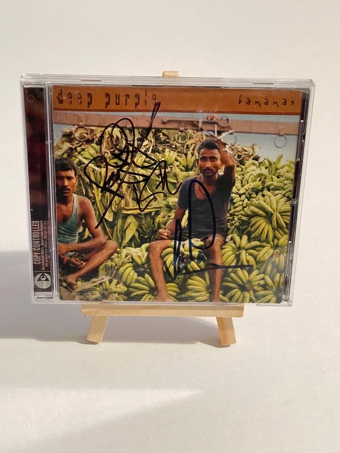Deep Purple - Bananas CD. Signed on front sleeve by Roger Glover, Ian Paice and Ian Gillan. Signed on rear of booklet by Don Ailey and Steve Morse