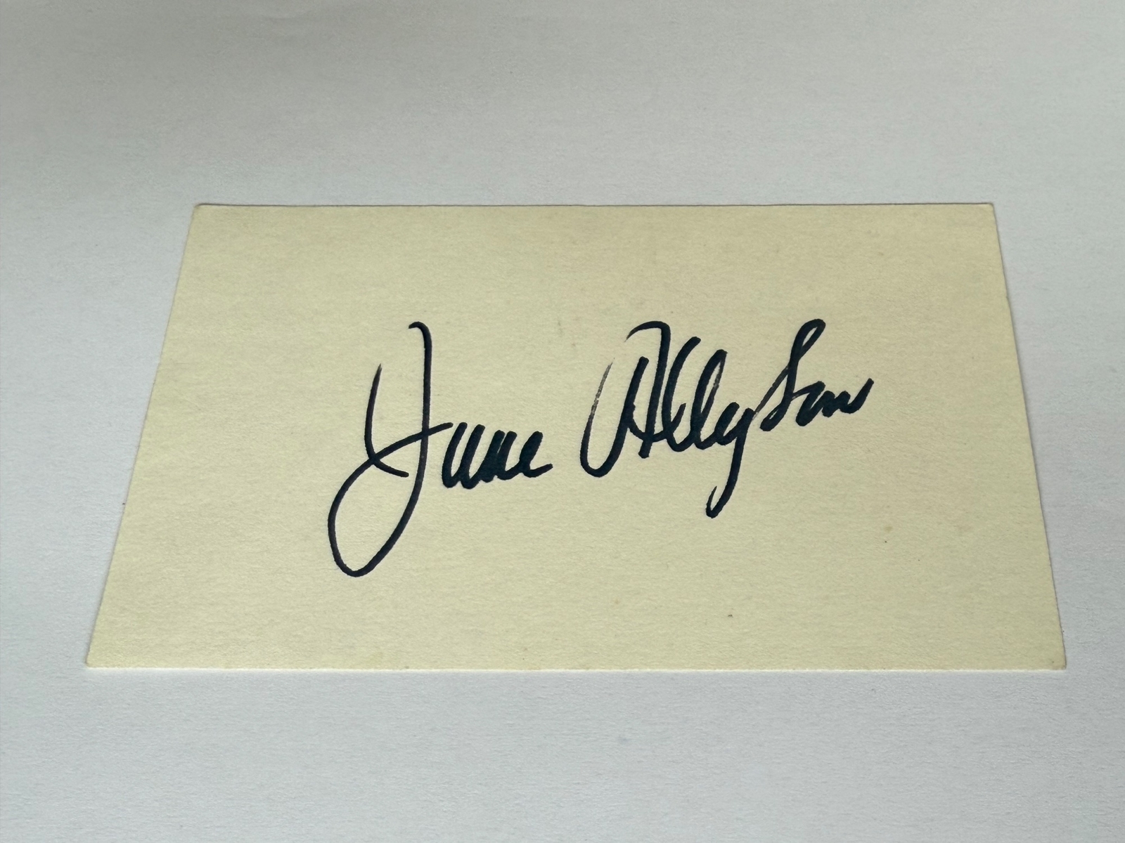 June Allyson signed card