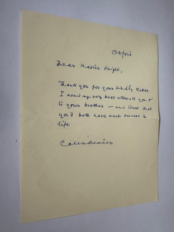 Colin Dexter signed card