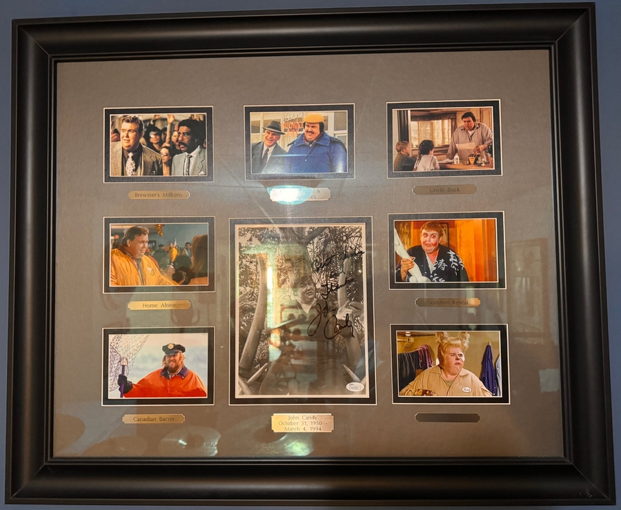John Candy signed framed display